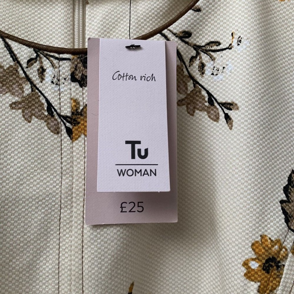 TU Floral Dress Size UK 14 Sleeveless Sheath Pretty Retro Style - Picture 3 of 12